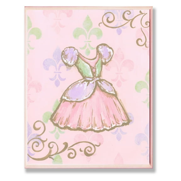 The Stupell Home Decor Collection Princess Dress with Fleur de Lis Oversized Wall Plaque Art