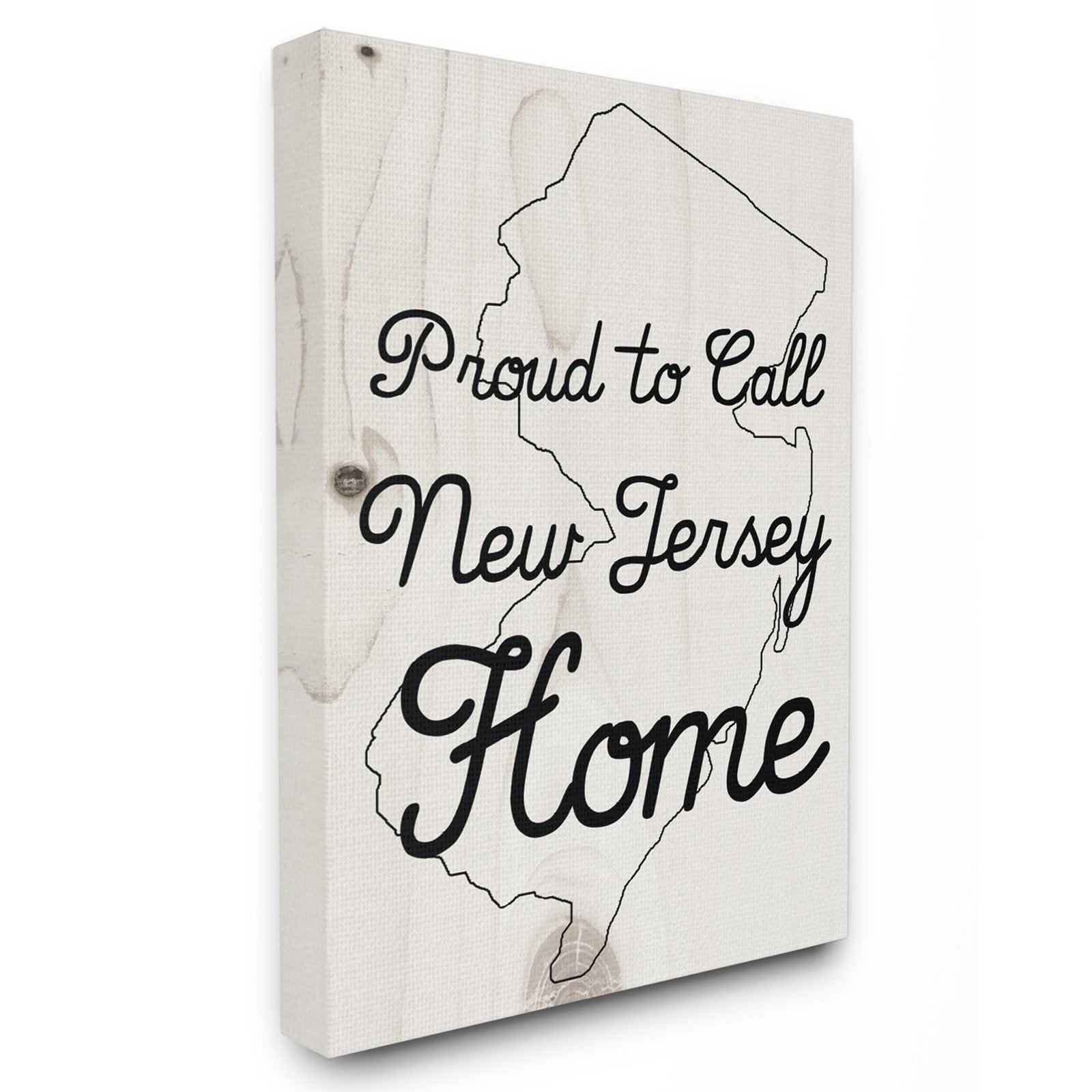 the stupell home decor collection wood texture proud to call new jersey home stretched canvas wall art, 30 x 1.5 x 40