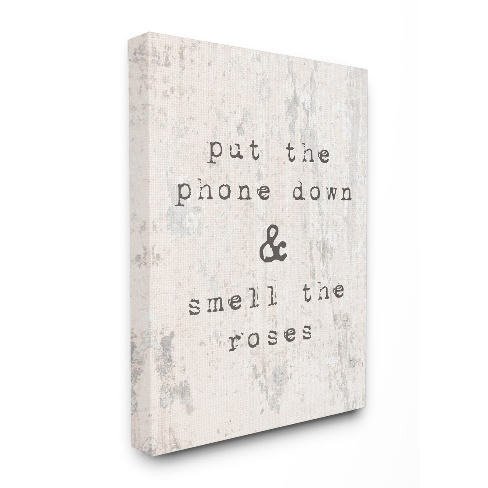 The Stupell Home Decor Collection Put Phone Down Smell Roses Typography Stretched Canvas Wall Art, 16 x 1.5 x 20
