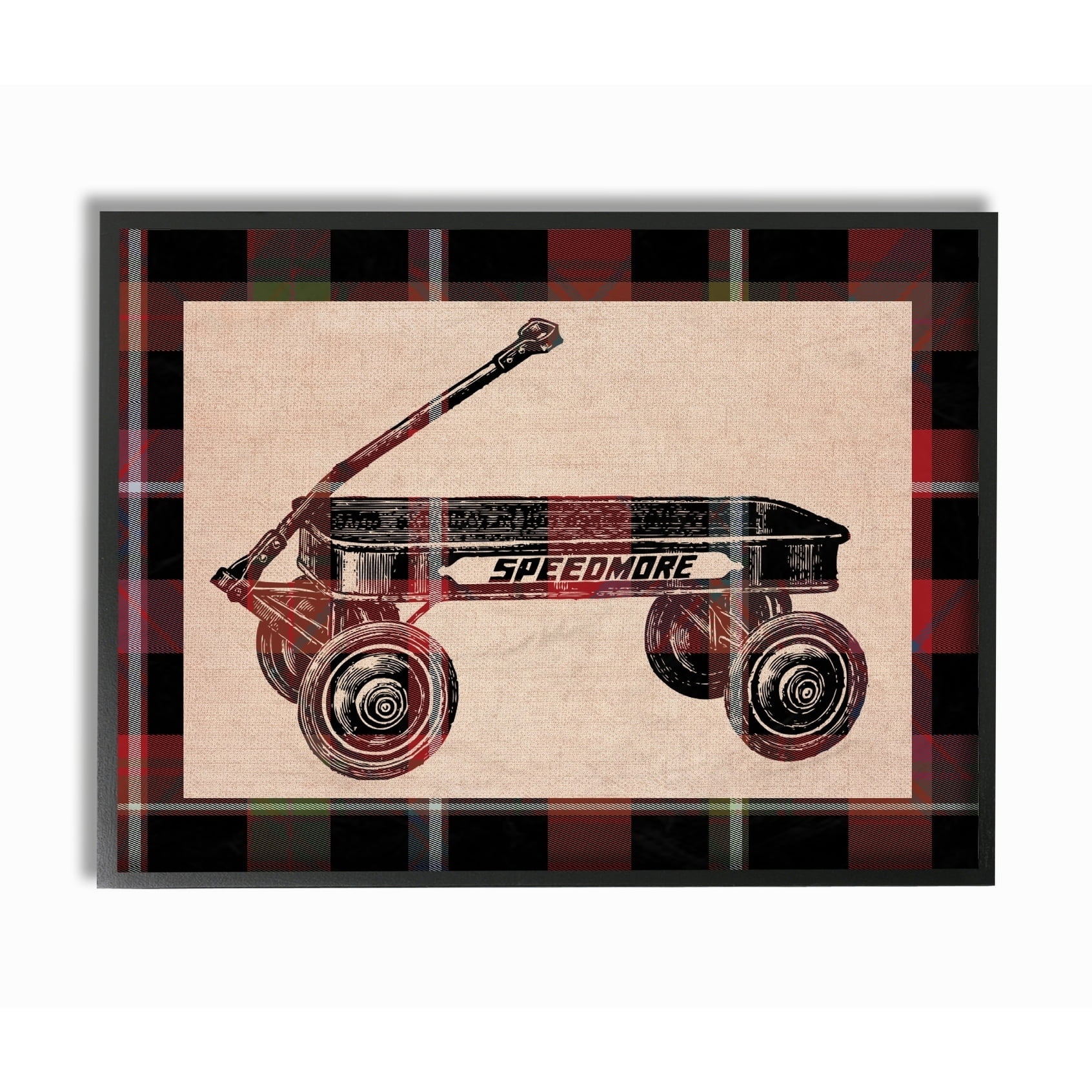 Stupell  Radio Flyer Plaid Framed Giclee Texturized Art 11 x 14