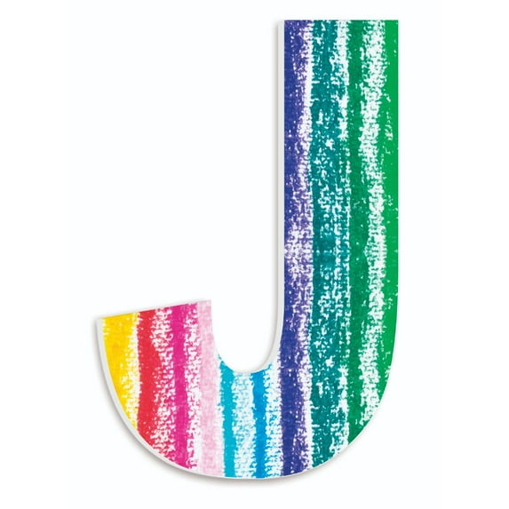 The Stupell Home Decor Collection Rainbow Crayon Drawn Texture Striped Initial 18 Inch Hanging Initial