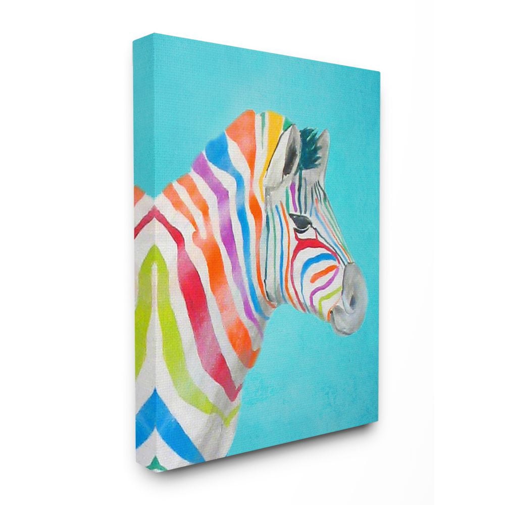 The Stupell Home Decor Collection Rainbow Zebra Portrait Super Canvas Wall Art
