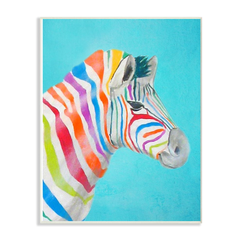 The Stupell Home Decor Collection Rainbow Zebra Portrait Wall Plaque Art