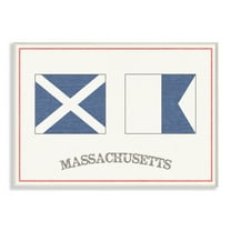 The Stupell Home Decor Collection Red and Blue Nautical Flags Massachusetts Wall Plaque Art, 10 x 0.5 x 15