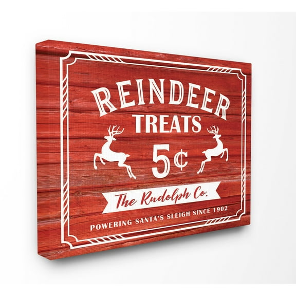 The Stupell Home Decor Collection Reindeer Treats Vintage Sign Stretched Canvas Wall Art