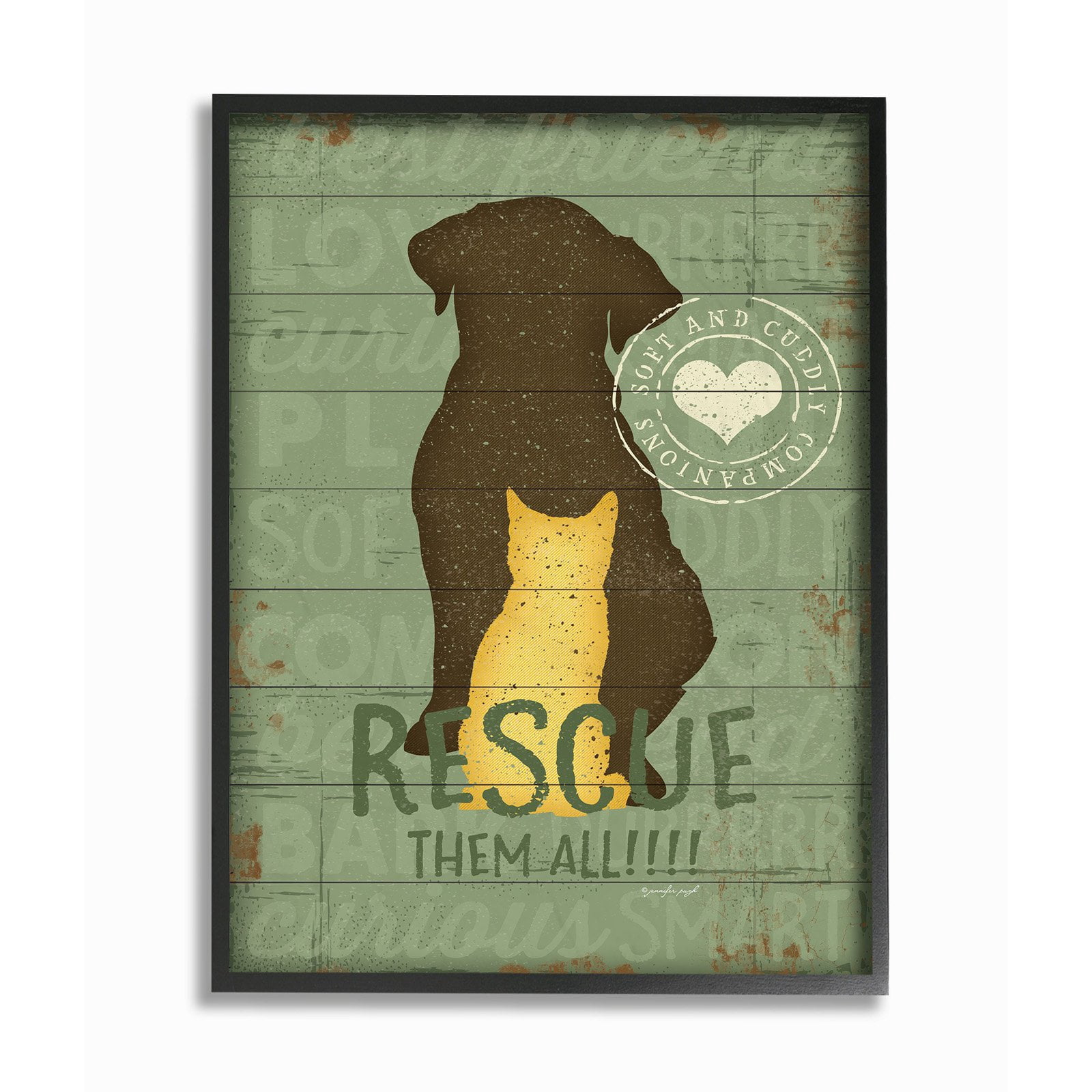 The Stupell Home Decor Collection Rescue Them All Dog And Cat Silhouette Wall Plaque Art, 10 x 0.5 x 15