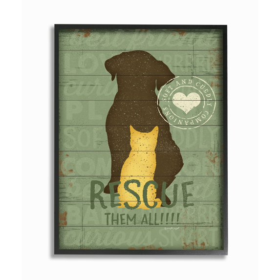 The Stupell Home Decor Collection Rescue Them All Dog And Cat Wall Art