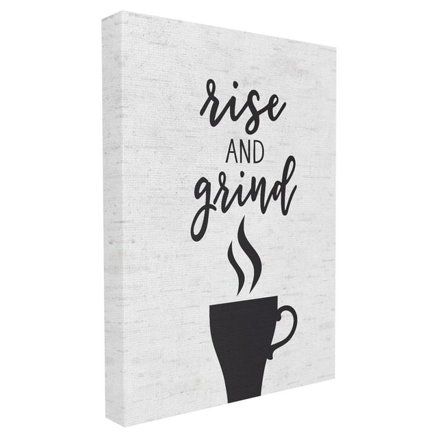 The Stupell Home Decor Collection Rise And Grind Coffee Cup Subtle Birch Typography Oversized Framed Giclee Texturized Art, 16 x 1.5 x 20