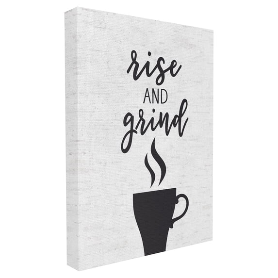 The Stupell Home Decor Collection Rise And Grind Coffee Cup Subtle Birch Typography Oversized Framed Giclee Texturized Art, 16 x 1.5 x 20