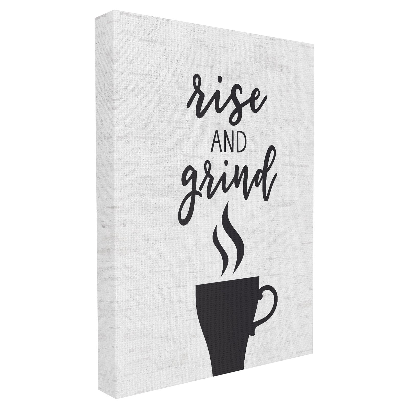 The Stupell Home Decor Collection Rise And Grind Coffee Cup Subtle Birch Typography Oversized Stretched Canvas Wall Art, 24 x 1.5 x 30