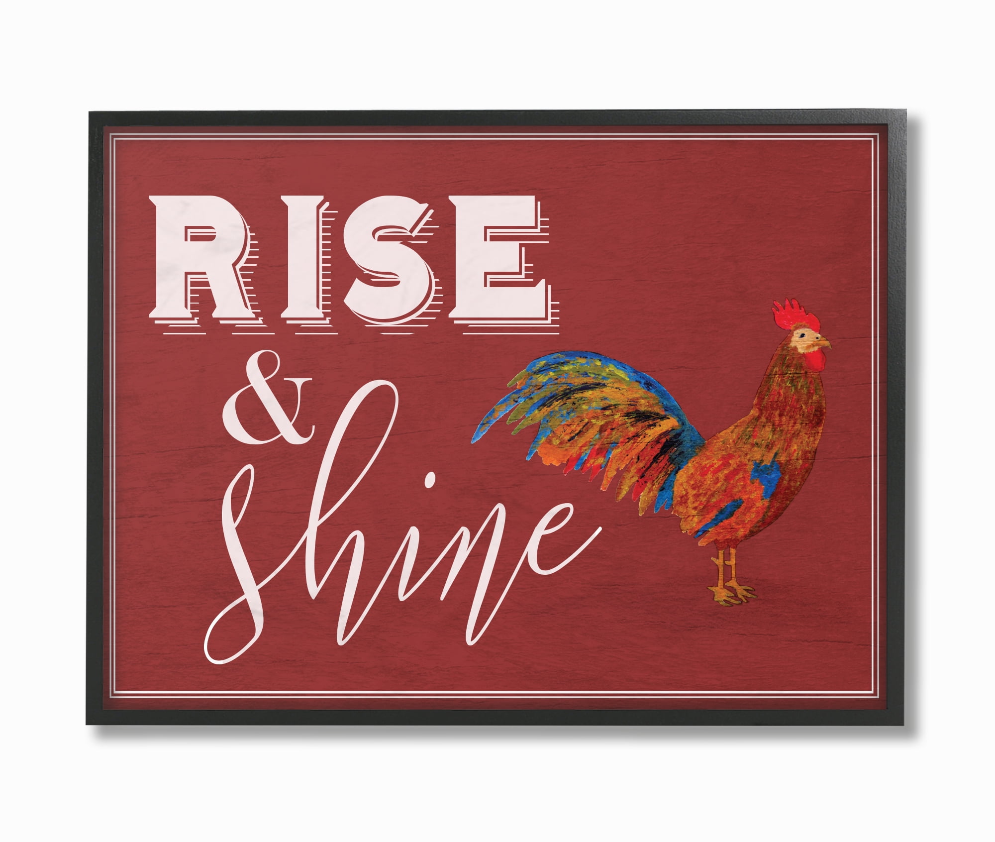 The Stupell Home Decor Collection Rise And Shine Rooster Red Wall Art