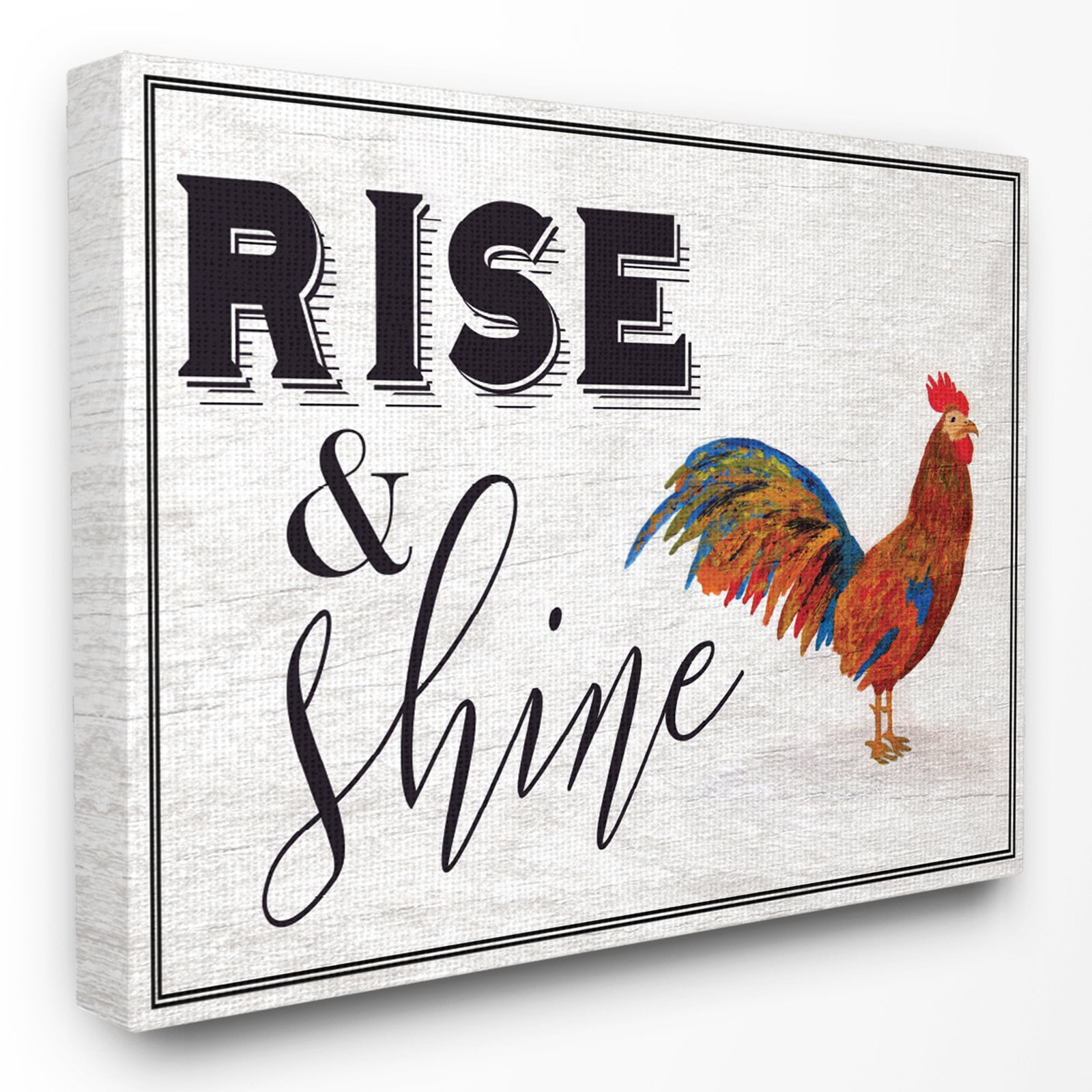 The Stupell Home Decor Collection Rise And Shine Rooster White Wall Art