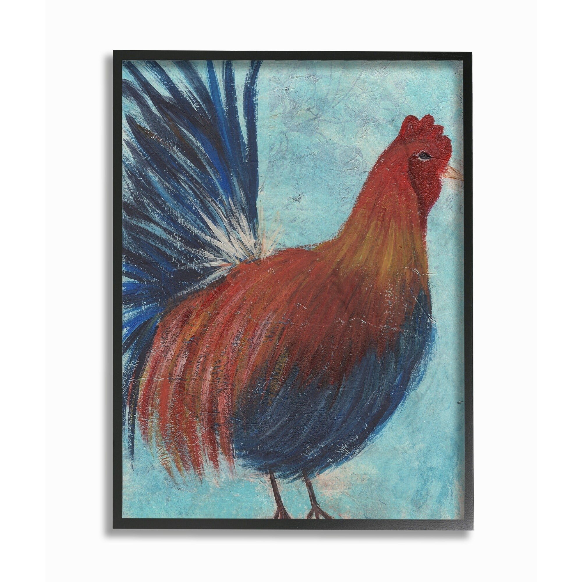 The Stupell Home Decor Collection Rooster Painting Distressed Surface Wall Art