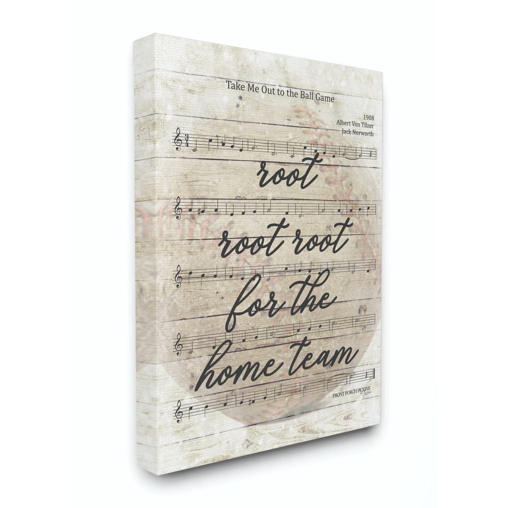 The Stupell Home Decor Collection Root For The Home Team Base Ball Game Music Sheet Canvas Wall Art
