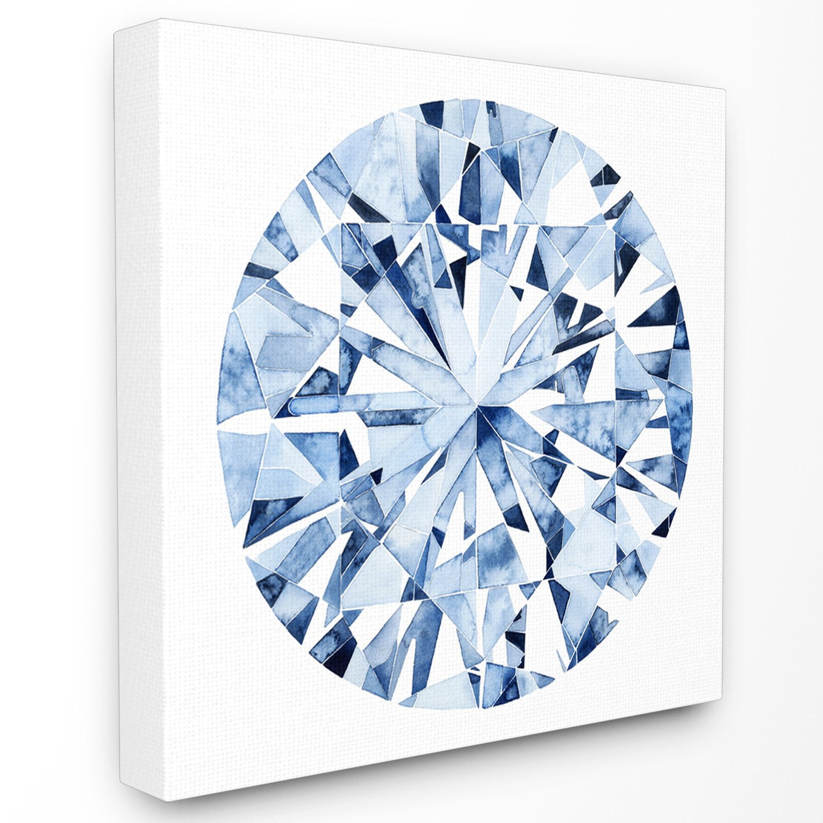 The Stupell Home Decor Collection Round White Diamond Watercolor Pattern Stretched Canvas Wall Art, 17 x 1.5 x 17