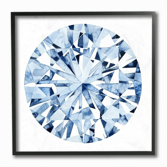 The Stupell Home Decor Collection Round White Diamond Watercolor Pattern Framed Giclee Texturized Art, 12 x 1.5 x 12