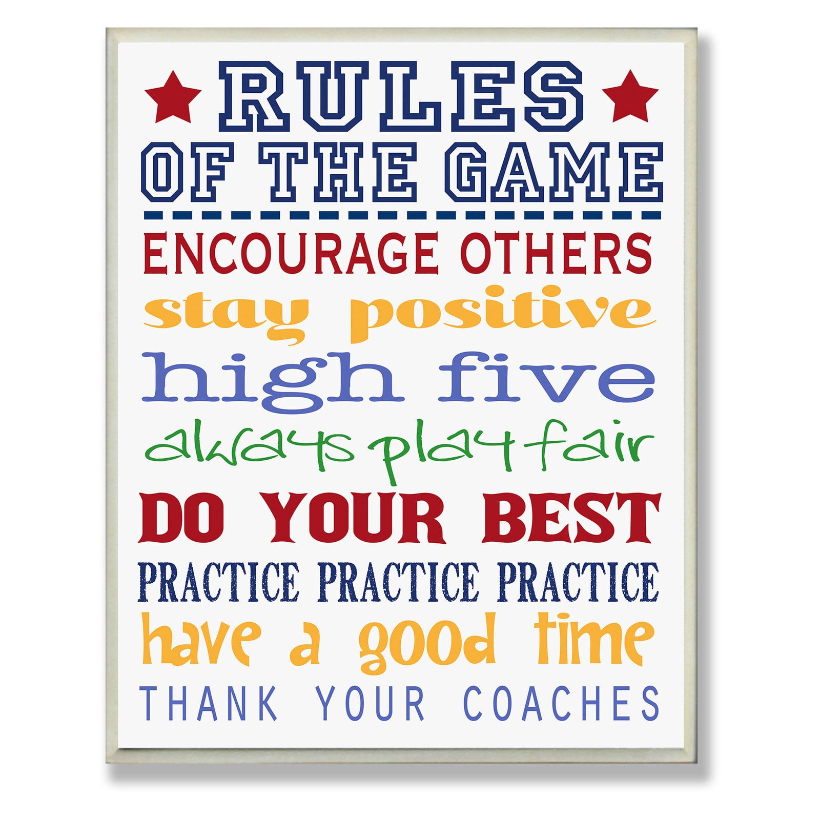 The Kids Room by Stupell Rules of the Game Blue and Red Typography Oversized Wall Plaque Art, 12.5 x 0.5 x 18.5