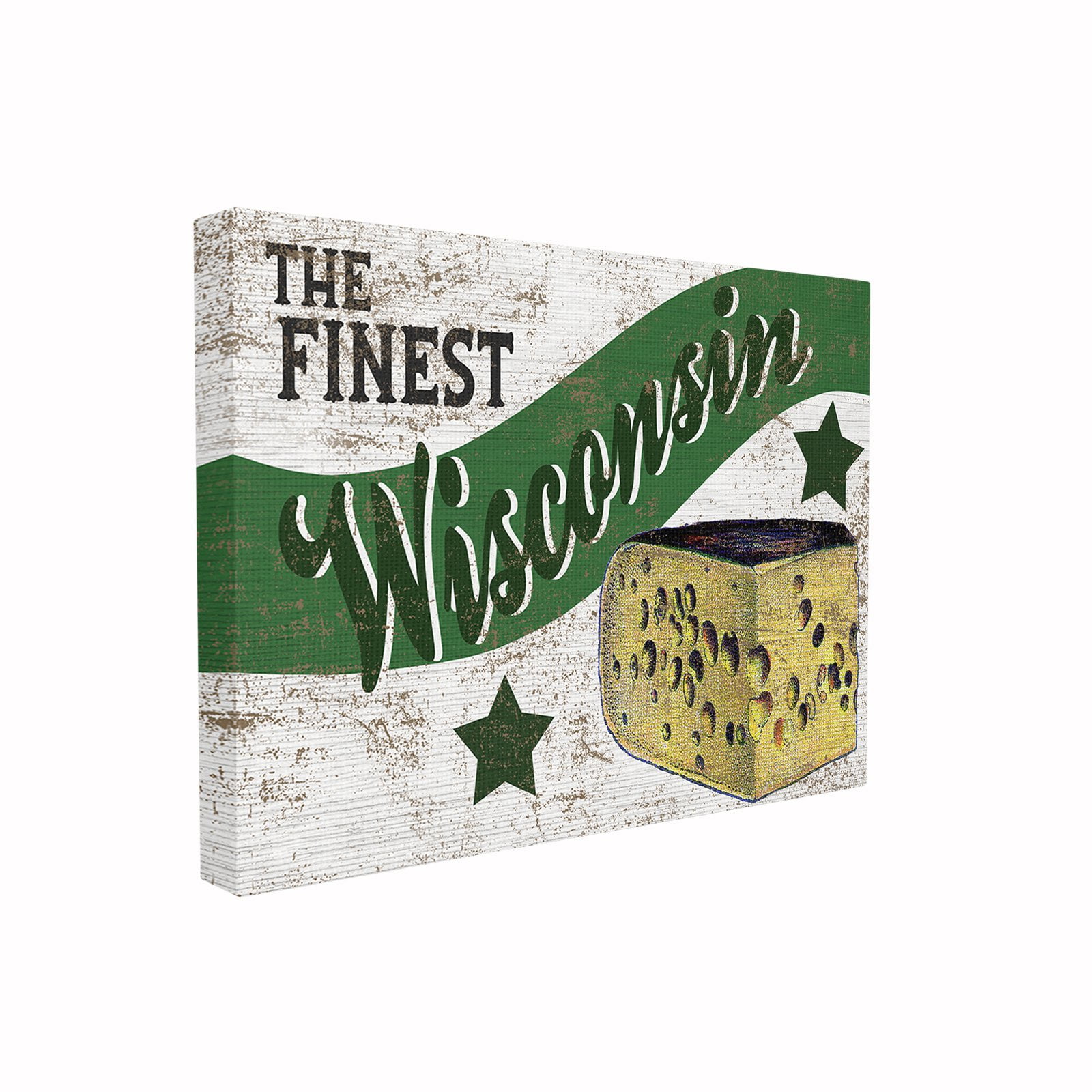 The Stupell Home Decor Collection Rustic Americana Star Crate Finest Cheese Wisconsin State Oversized Stretched Canvas Wall Art, 24 x 1.5 x 30