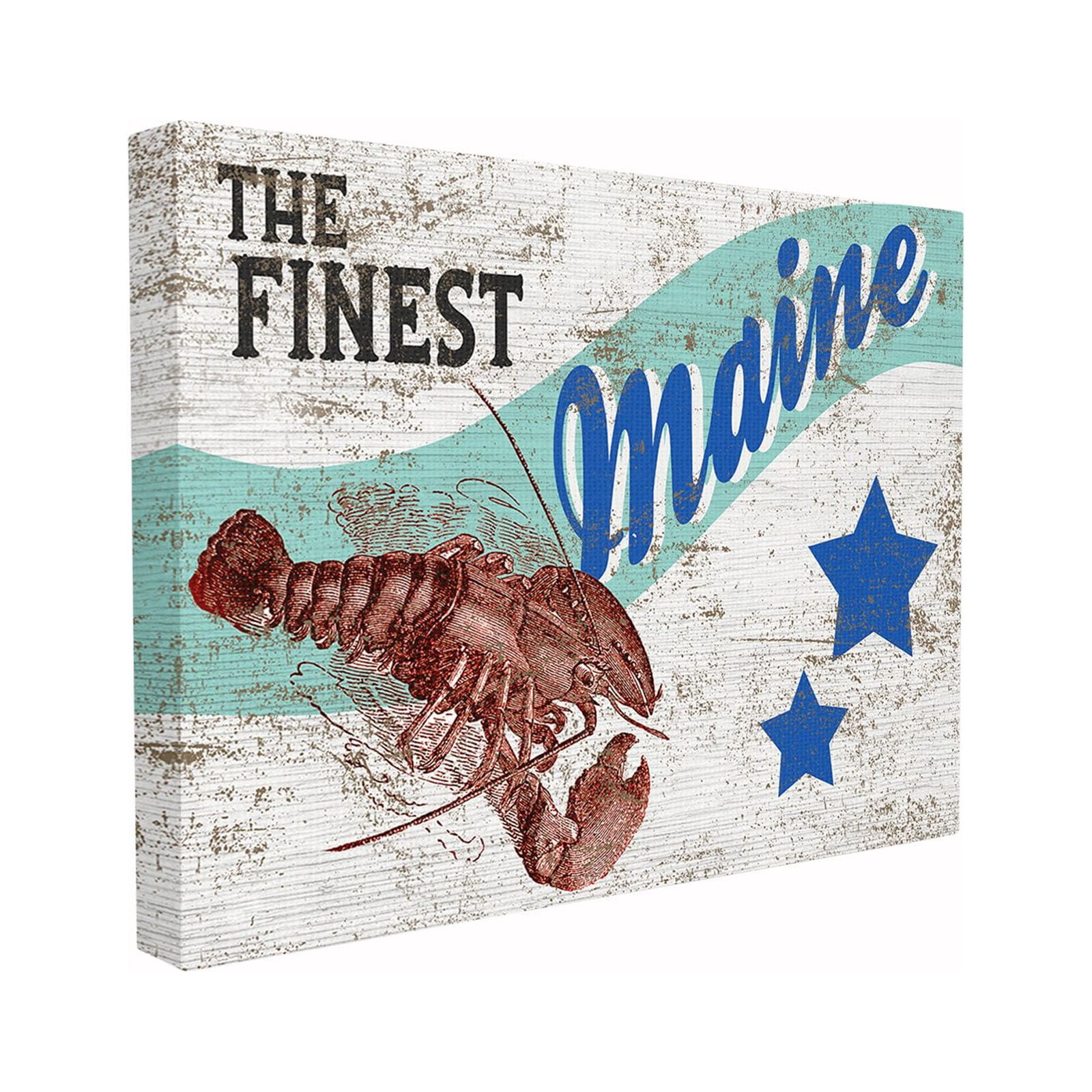 The Stupell Home Decor Collection Rustic Americana Star Crate Finest Lobster Maine State Oversized Framed Giclee Texturized Art, 16 x 1.5 x 20