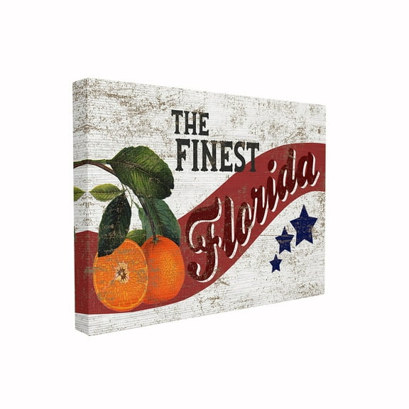 The Stupell Home Decor Collection Rustic Americana Star Fruit Crate Finest Oranges Florida State Stretched Canvas Wall Art, 16 x 1.5 x 20