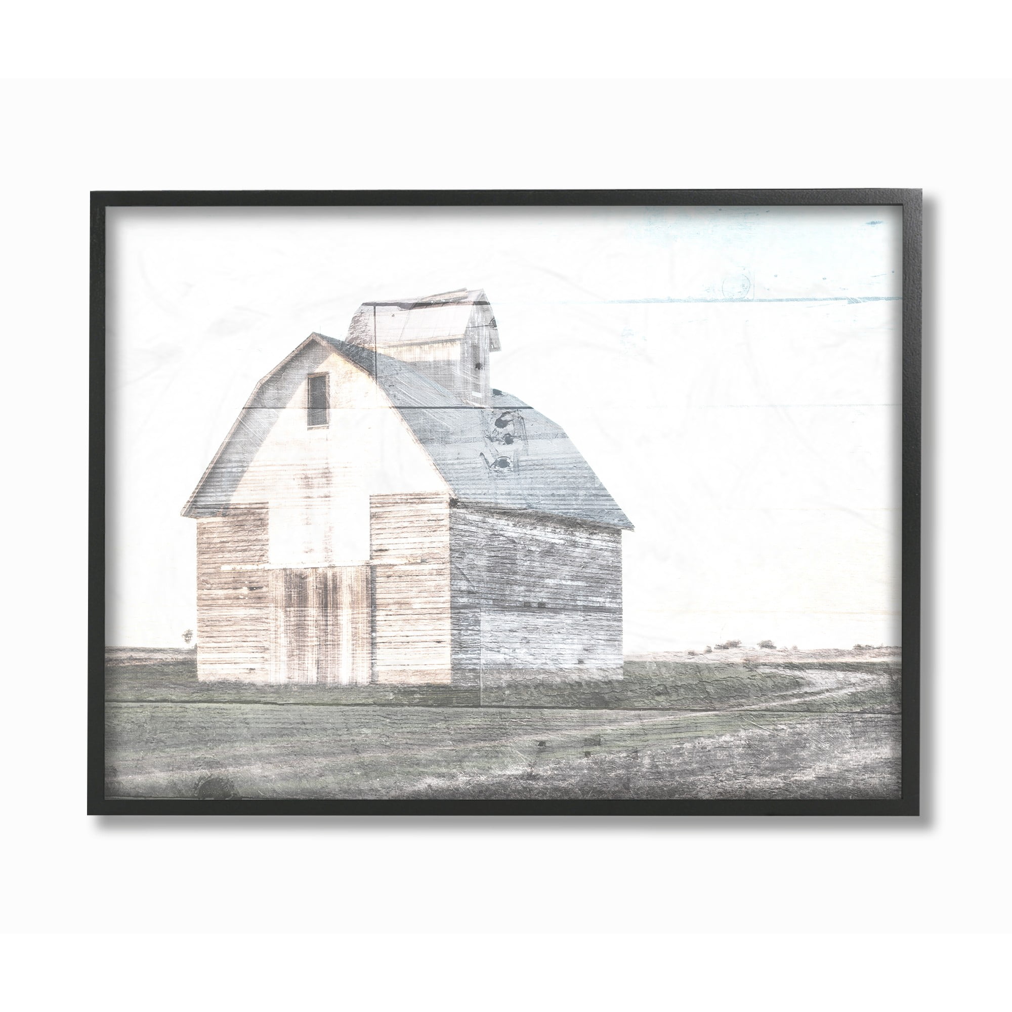 The Stupell Home Decor Collection Rustic Bright White Barn in a Field Framed Giclee Texturized Art, 11 x 1.5 x 14