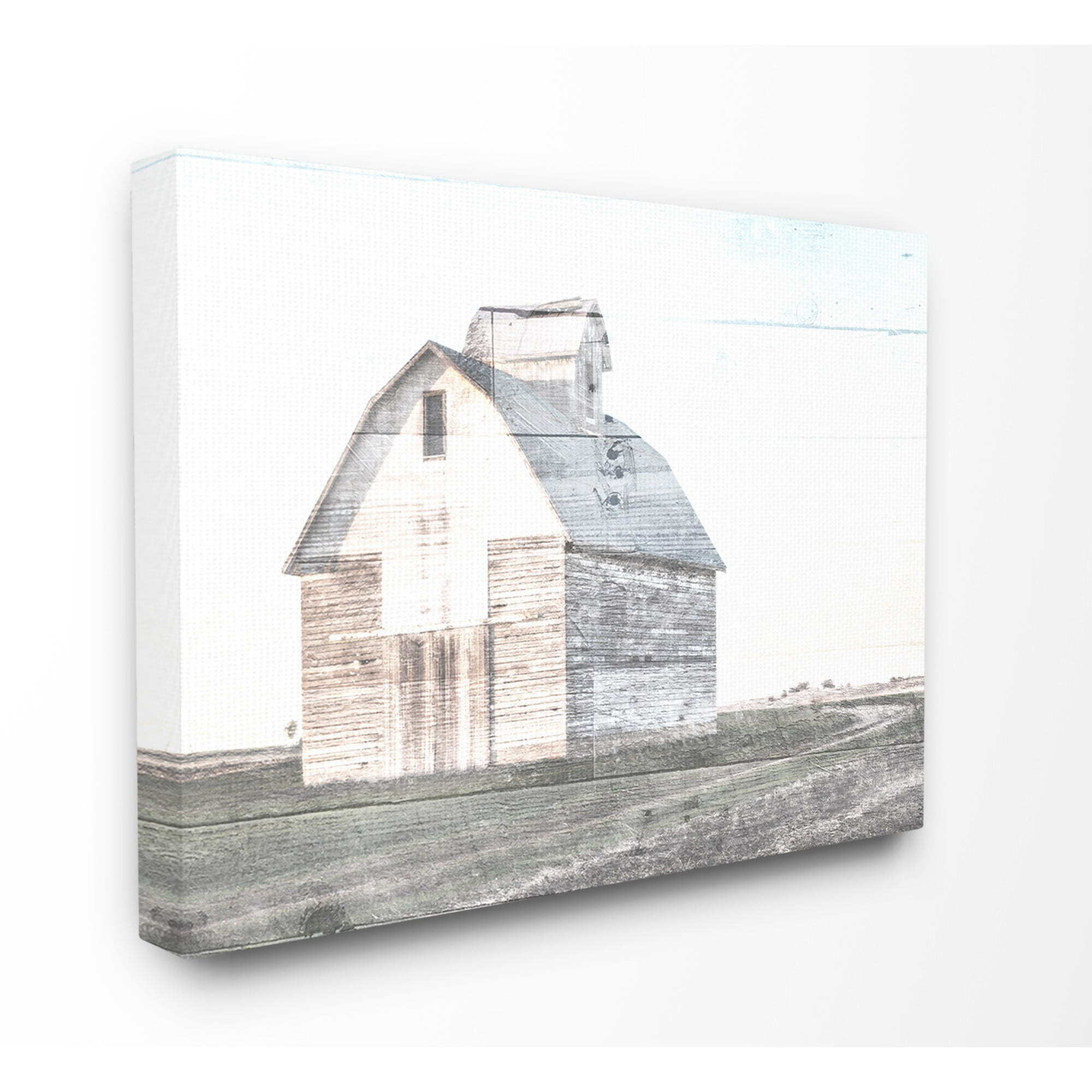 The Stupell Home Decor Collection Rustic Bright White Barn in a Field Stretched Canvas Wall Art, 30 x 1.5 x 40