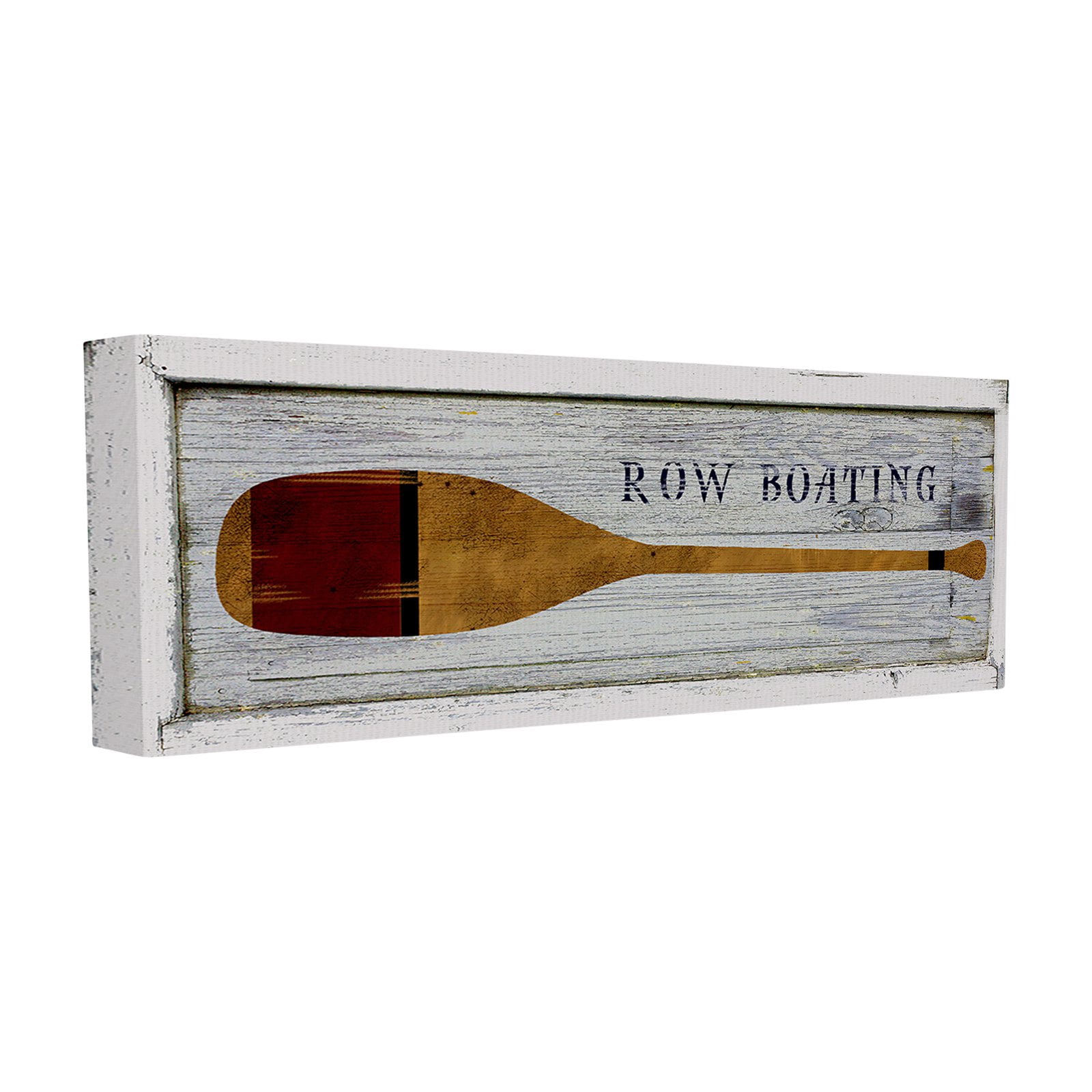 The Stupell Home Decor Collection Rustic Grey Planked Look Brown Oar Row Boating Stretched Canvas Wall Art, 10 x 1.5 x 24