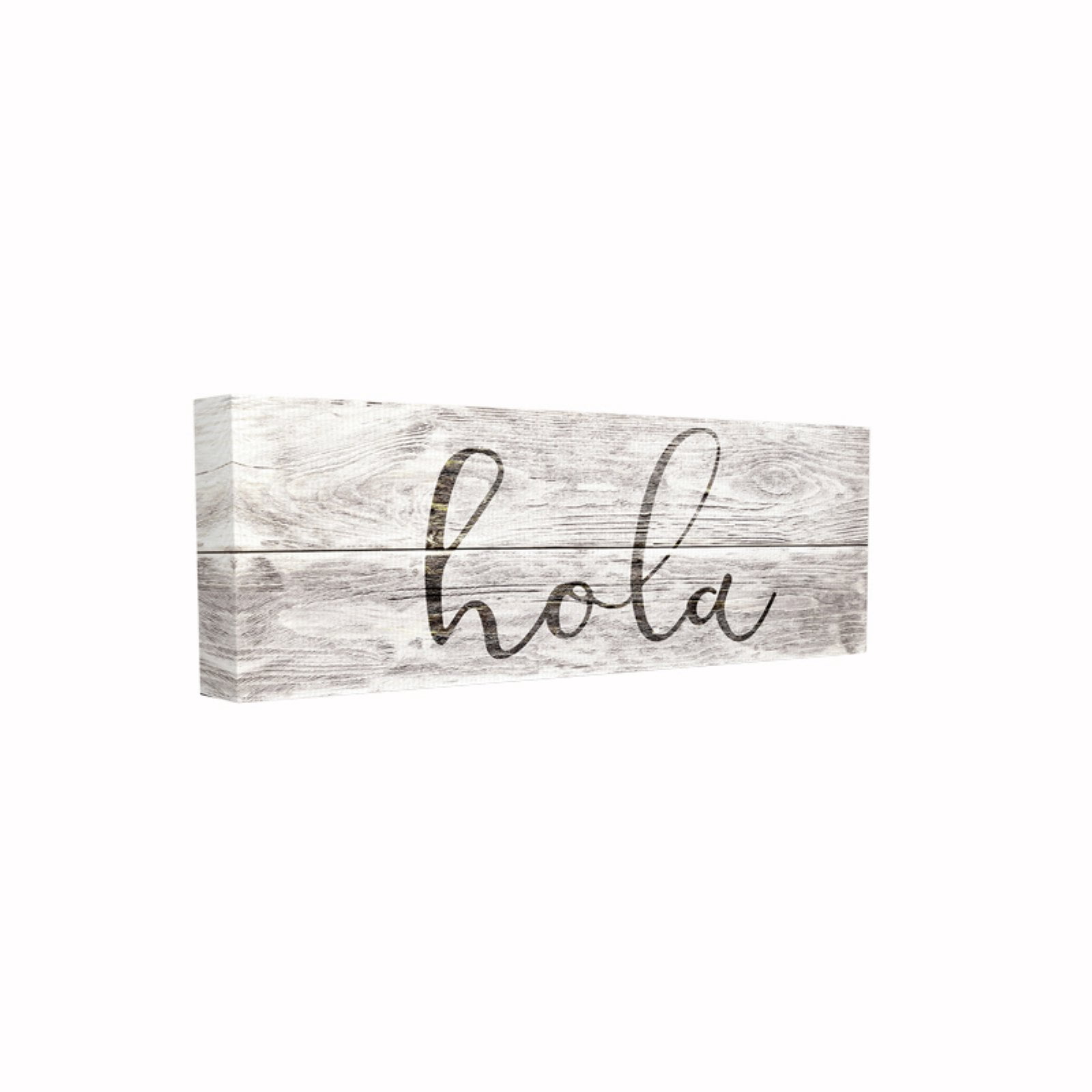 The Stupell Home Decor Collection Rustic Grey and White Hola Planked Look Typography Wall Plaque Art, 7 x 0.5 x 17