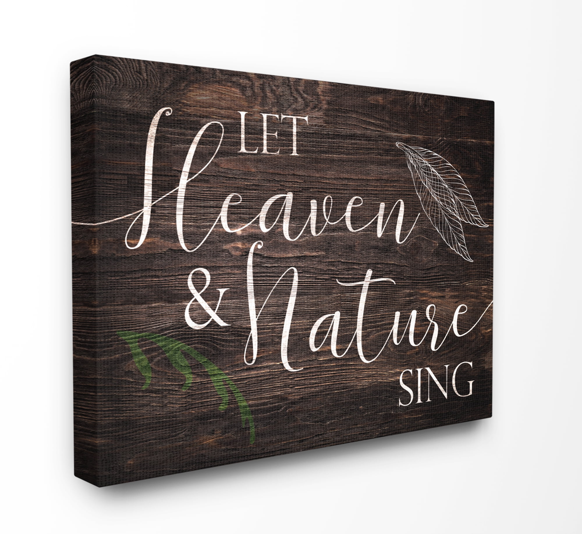 The Stupell Home Decor Collection Rustic Wood Look Let Heaven And Nature Sing Planked Typography XXL Stretched Canvas Wall Art, 30 x 1.5 x 40