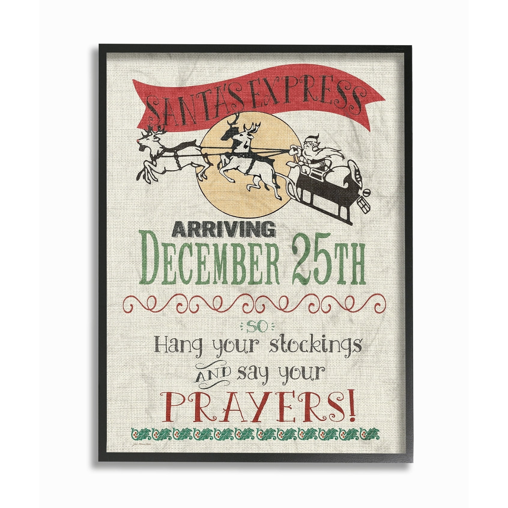 Stupell Santa's Express Typography Framed Giclee Texture Art 16 x 20