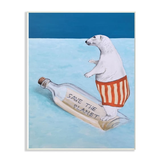 The Stupell Home Decor Collection Save The Planet Polar Bear Wall Plaque Art