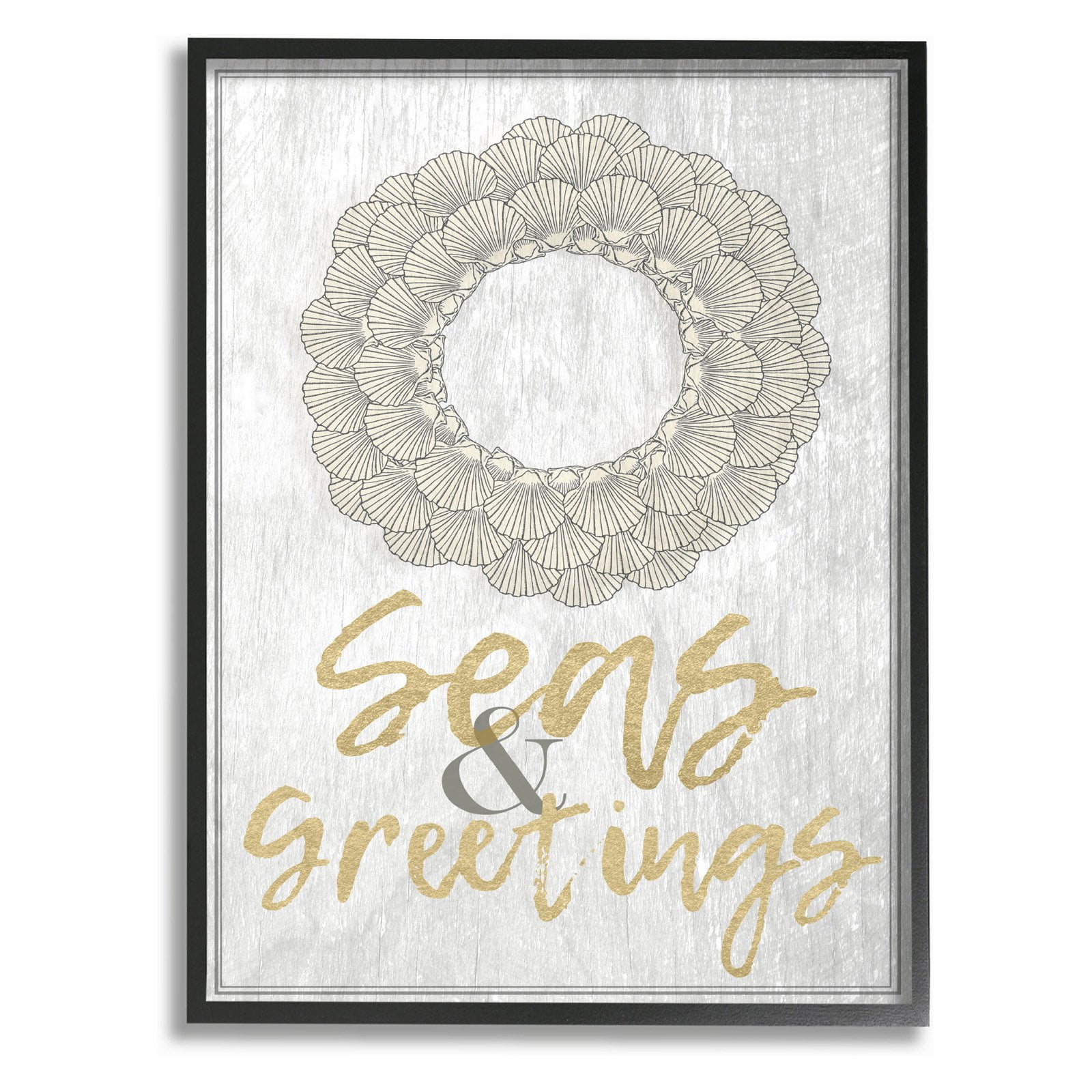 The Stupell Home Decor Collection Seasons Greetings Festive Graphic Wreath Oversized Framed Giclee Texturized Art, 16 x 1.5 x 20