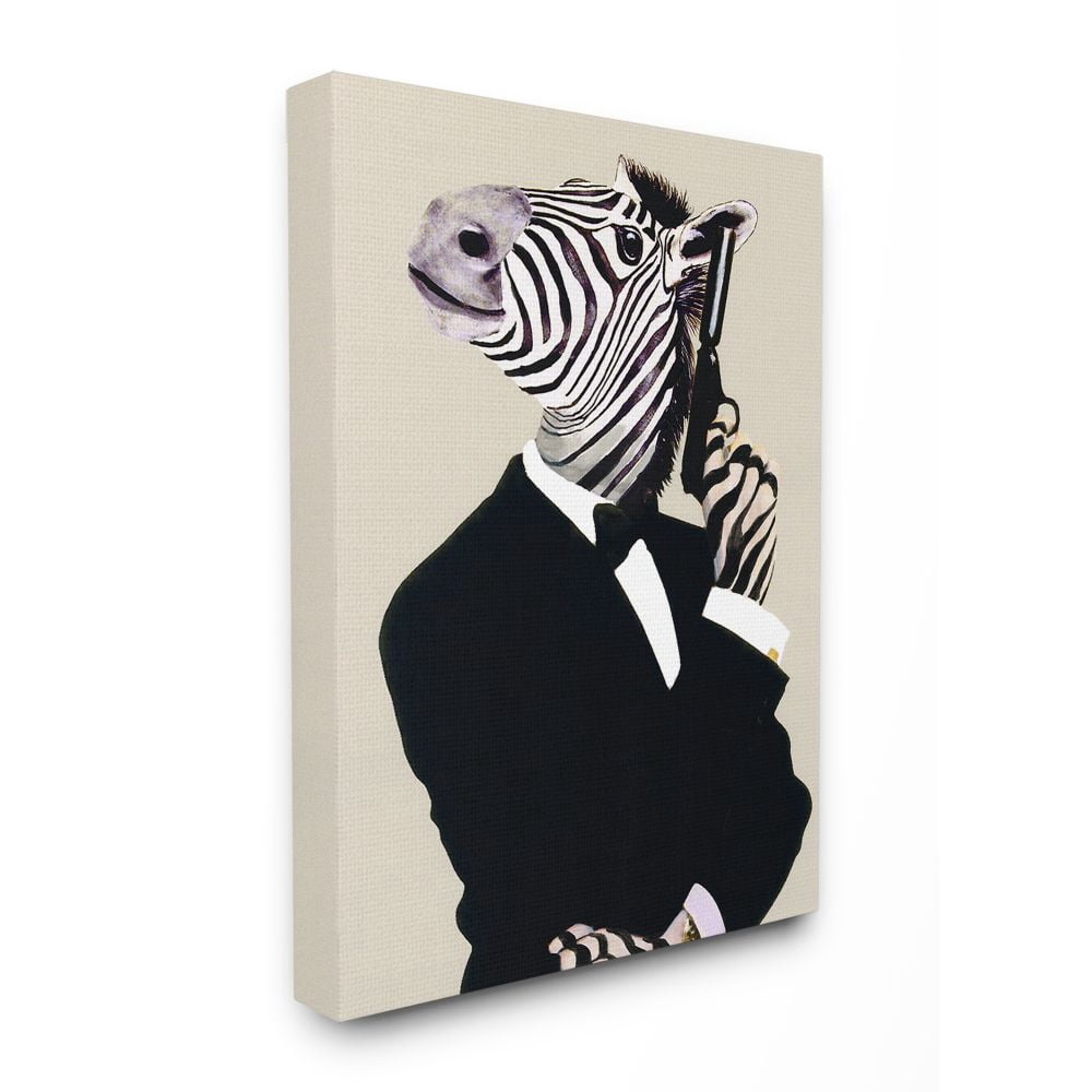 The Stupell Home Decor Collection Secret Agent James Bond Zebra Canvas Wall Art