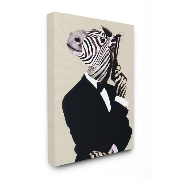 The Stupell Home Decor Collection Secret Agent James Bond Zebra Canvas Wall Art