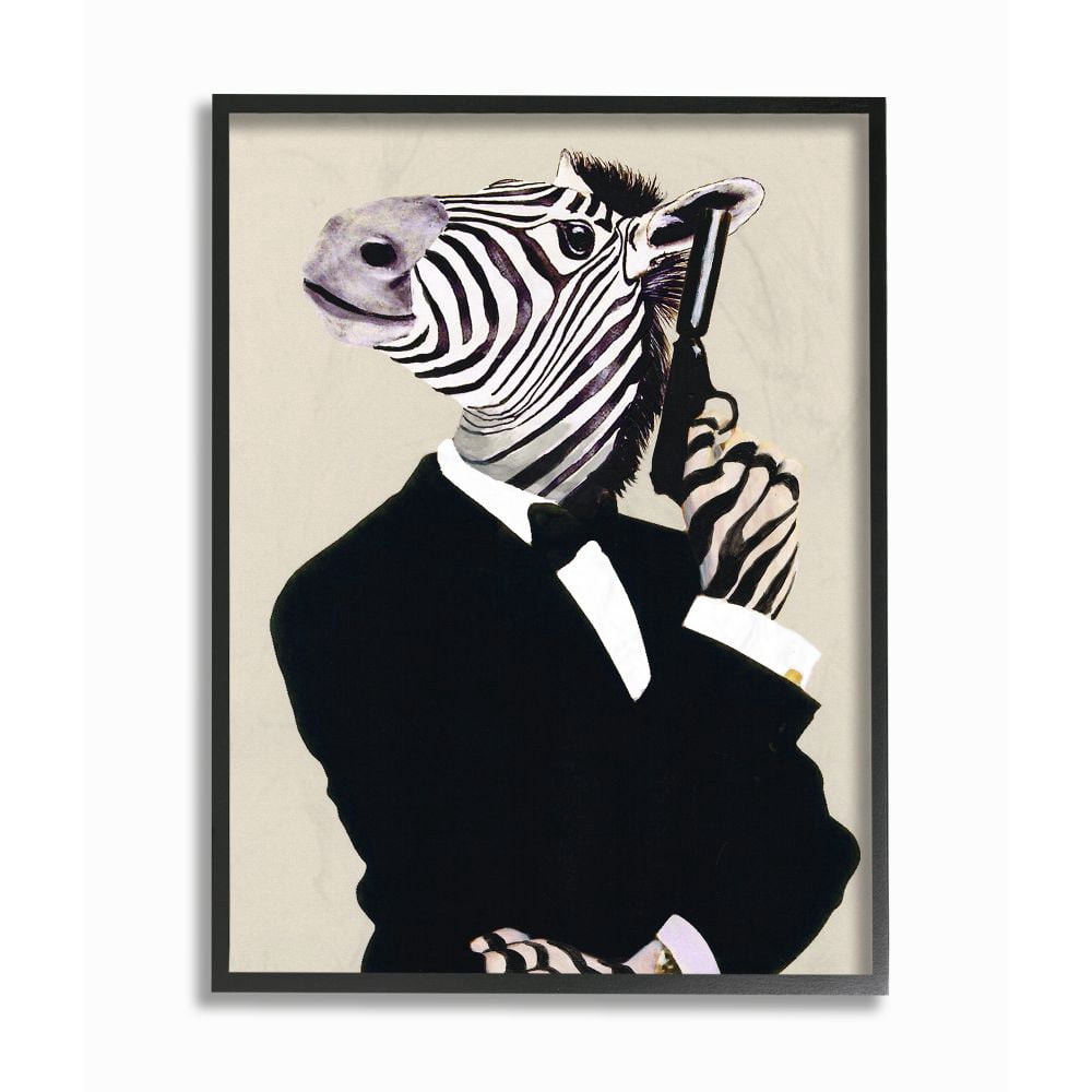 The Stupell Home Decor Collection Secret Agent James Bond Zebra Framed Giclee Texturized Art