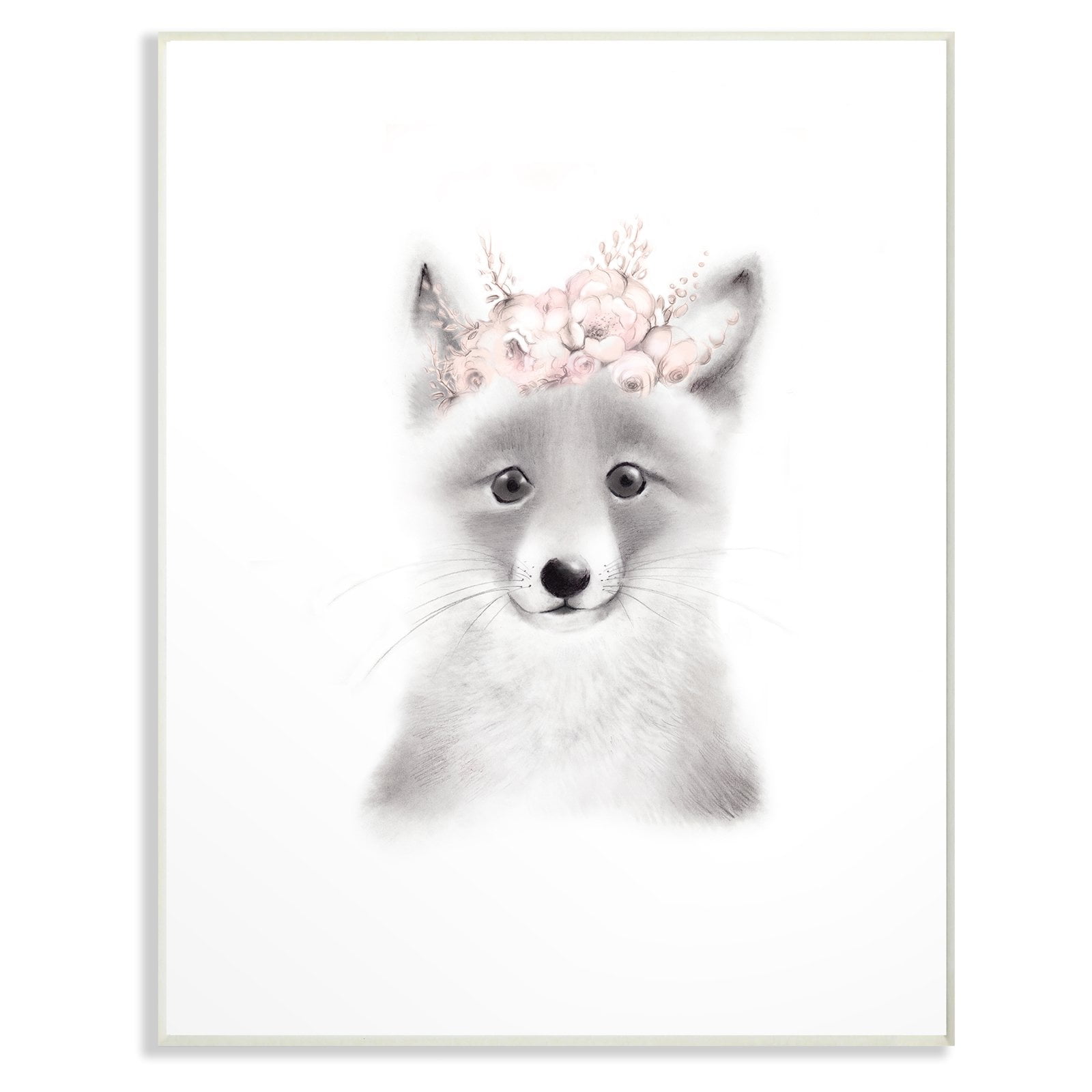 The Stupell Home Decor Collection Sketched Fluffy Fox Flowers Canvas Wall Art