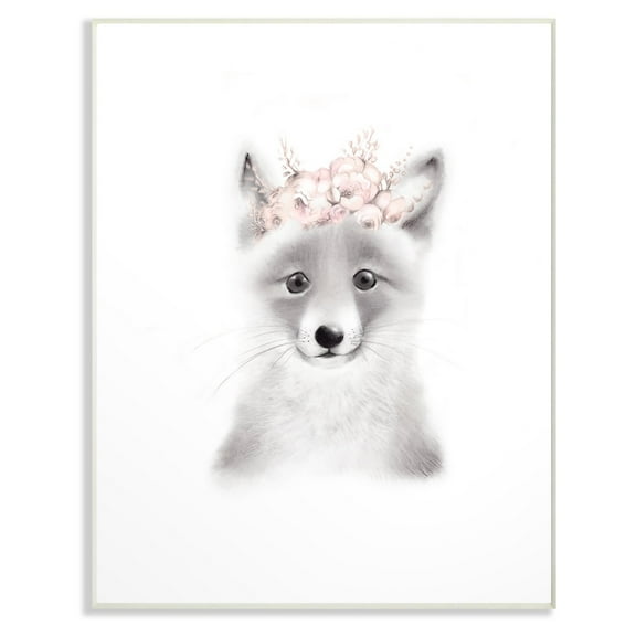 The Stupell Home Decor Collection Sketched Fluffy Fox Flowers Canvas Wall Art