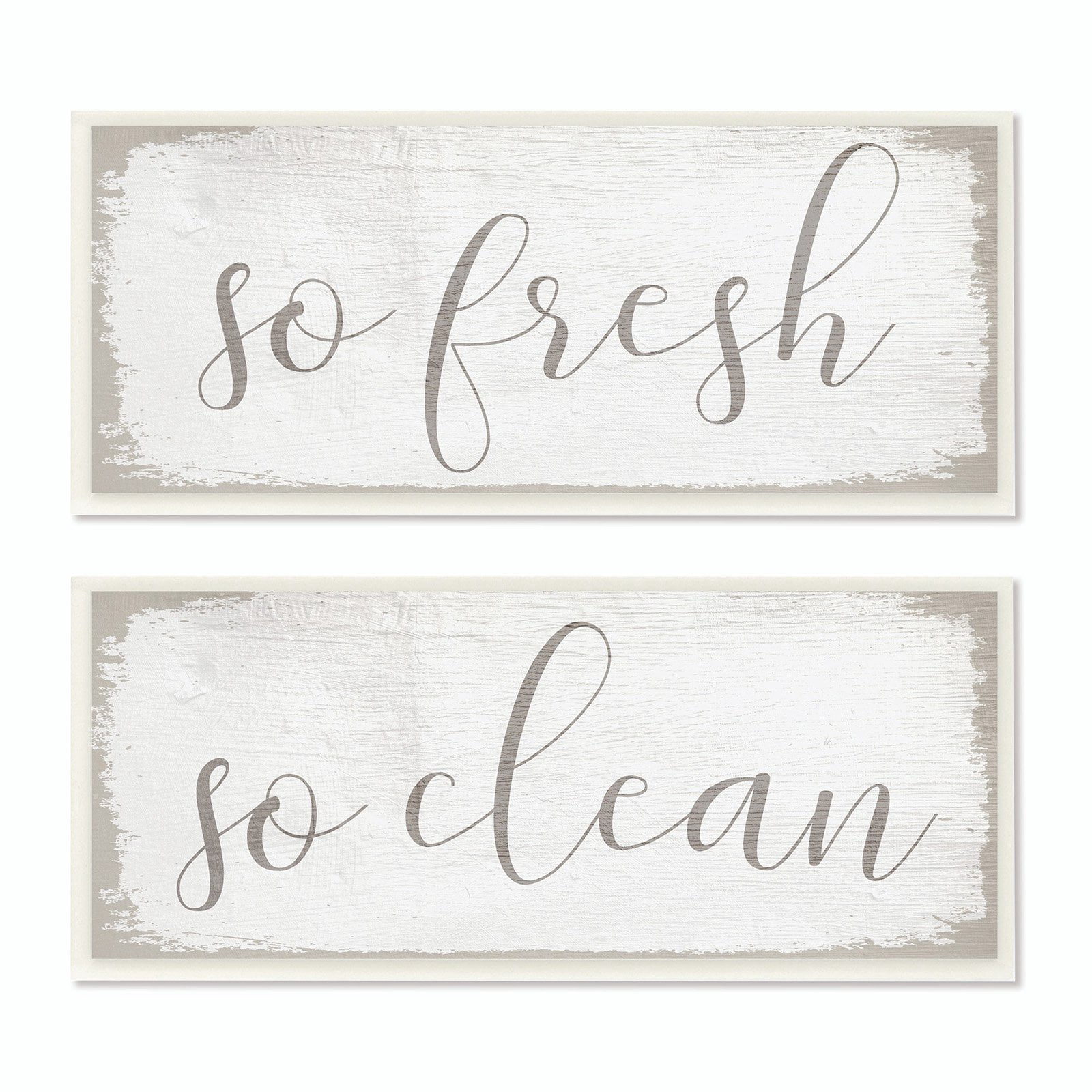 The Stupell Home Decor Collection So Fresh So Clean White Wood 2pc Wall Plaque Art Set, 7 x 0.5 x 17