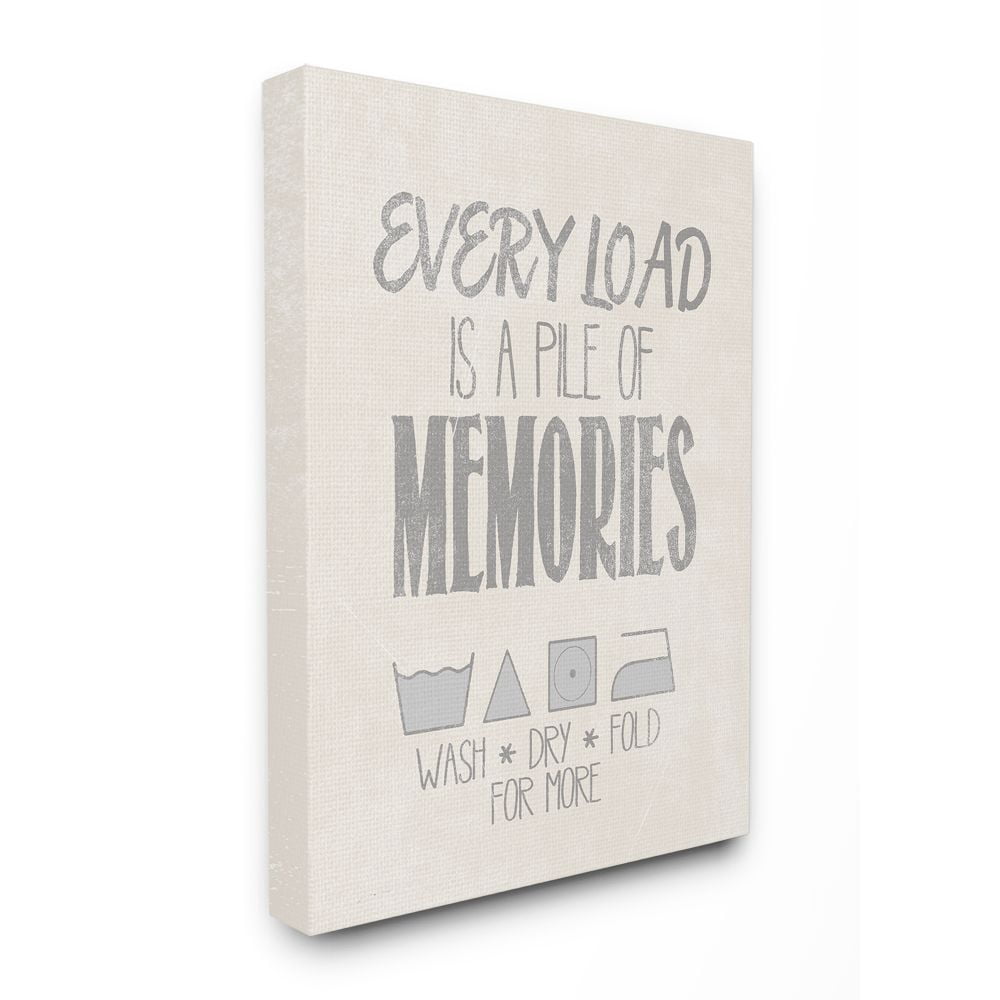 The Stupell Home Decor Collection Soft Grey Textured Every Load Is A Pile of Memories Typography Canvas Wall Art