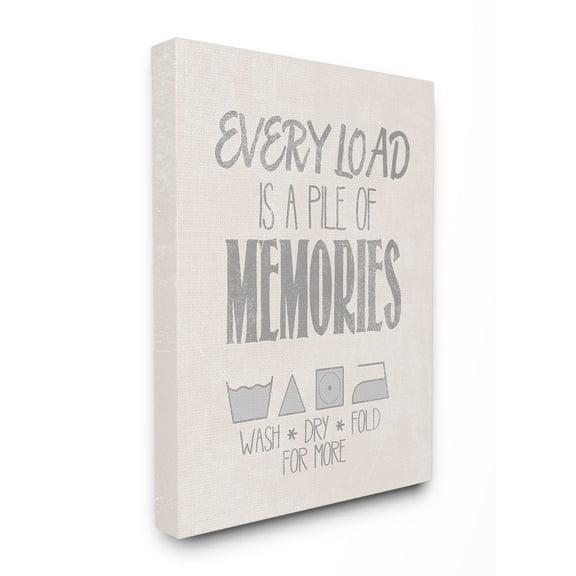 The Stupell Home Decor Collection Soft Grey Textured Every Load Is A Pile of Memories Typography Canvas Wall Art