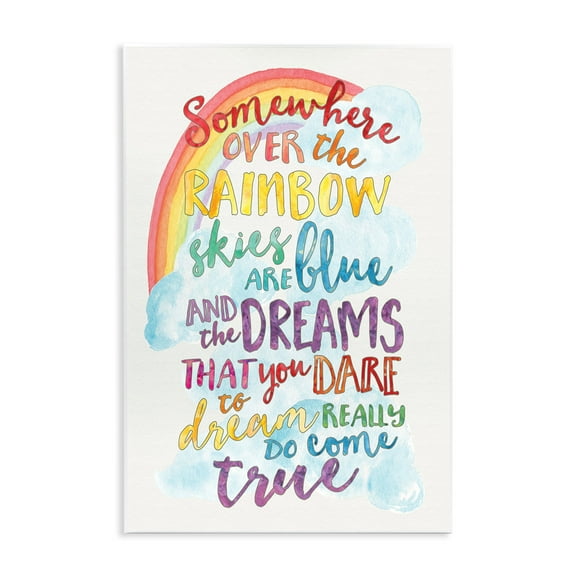 The Stupell Home Decor Collection Somewhere Over the Rainbow With Rainbow Wall Plaque Art
