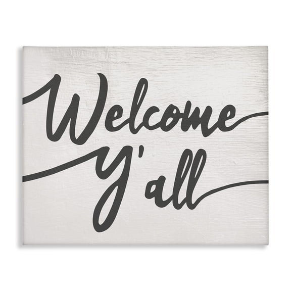 Stupell Industries Traditional Southern Welcome Y'all Script Typography Canvas Art, 20 x 16, by Lil' Rue