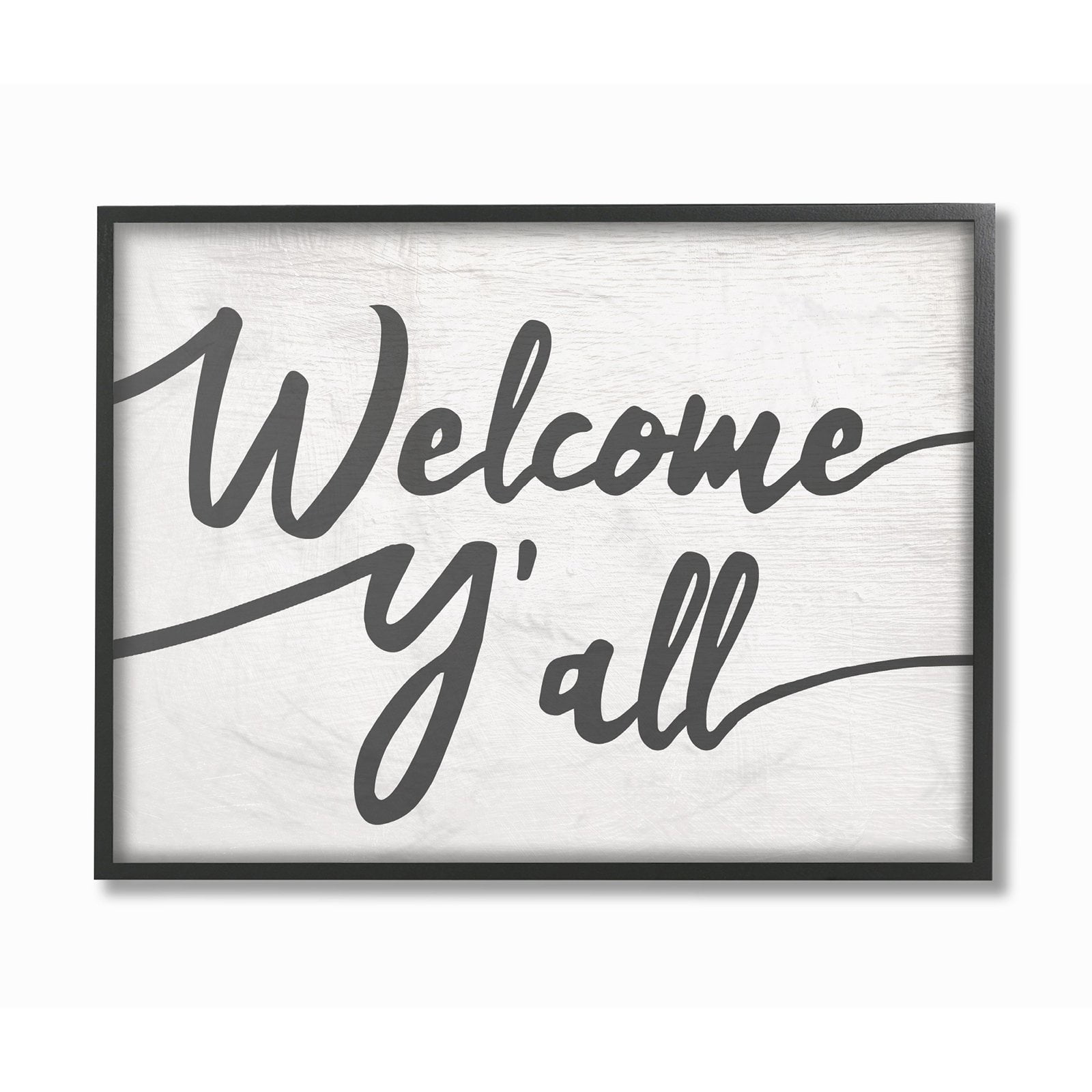The Stupell Home Decor Collection Southern Welcome Y'all Script Typography Framed Giclee Texturized Art, 11 x 1.5 x 14