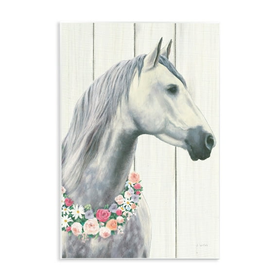 The Stupell Home Decor Collection Spirit Stallion Horse With Flower Wreath Wall Art
