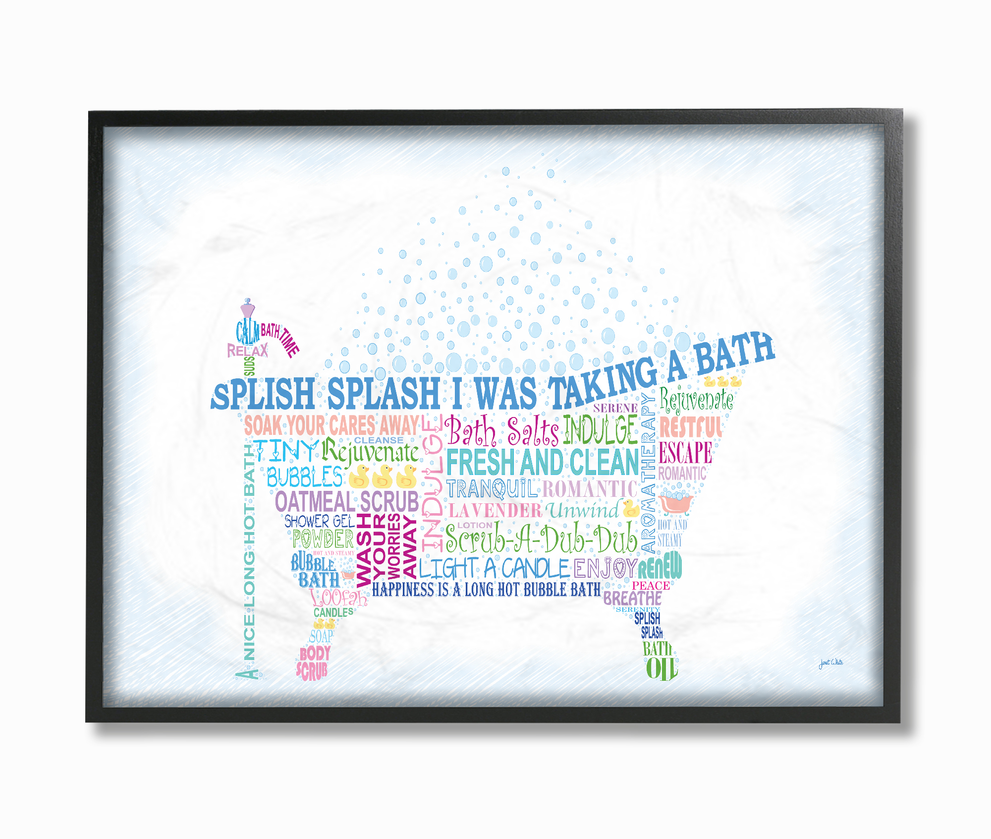 The Stupell Home Decor Collection Splish Splash Typography Bathroom Framed Giclee Texturized Art, 11 x 1.5 x 14