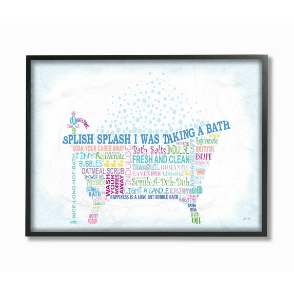 The Stupell Home Decor Collection Splish Splash Typography Bathroom Framed Giclee Texturized Art, 11 x 1.5 x 14