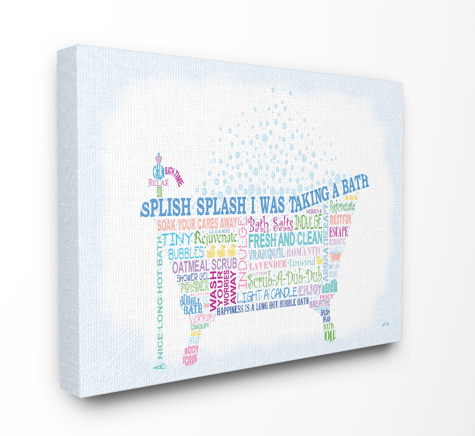 Splish Splash Typography Bathroom Canvas Wall Art, 24 x 30