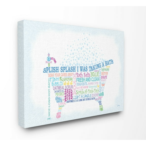 The Stupell Home Decor Collection Splish Splash Typography Bathroom Oversized Stretched Canvas Wall Art, 24 x 1.5 x 30