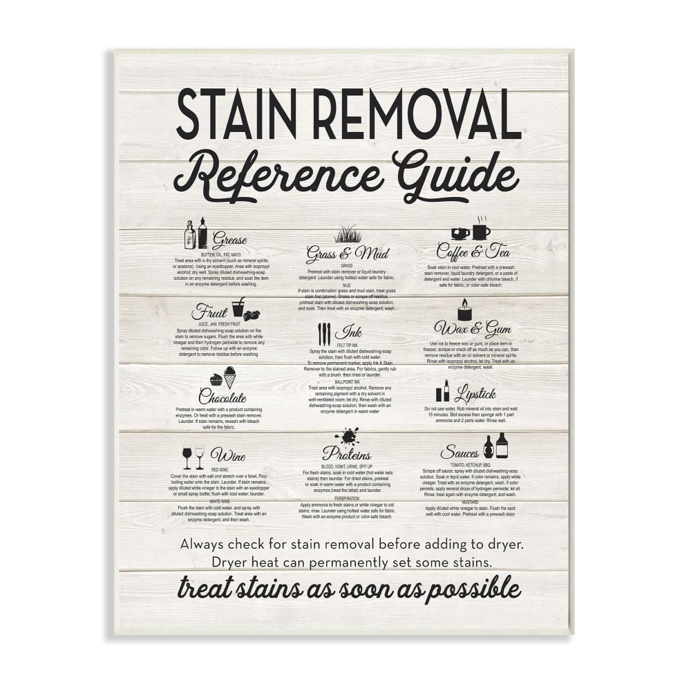 the stupell home decor stain removal reference guide typography, 10x15, multi-color
