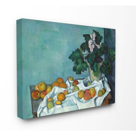 The Stupell Home Decor Collection Still Life with Apples and Flowers Painting Canvas Wall Art